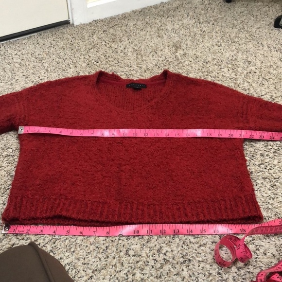 Anthropologie Sanctuary Sweater Size XS Cranberry Red Fuzzy Pullover - Picture 9 of 11